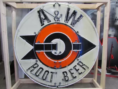 New A&W Root Beer Porcelain Neon 48" Diameter