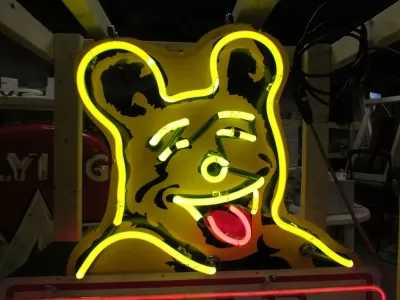 New "Bear Wheel Alinement Service" Painted Neon Sign 34"W x 53"H