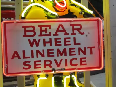 New "Bear Wheel Alinement Service" Painted Neon Sign 34"W x 53"H