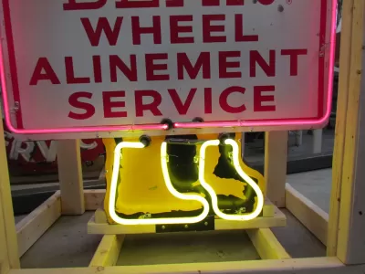 New "Bear Wheel Alinement Service" Painted Neon Sign 34"W x 53"H