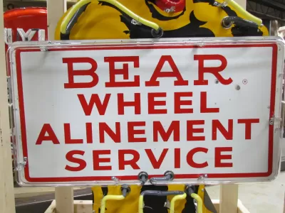 New "Bear Wheel Alinement Service" Painted Neon Sign 34"W x 53"H