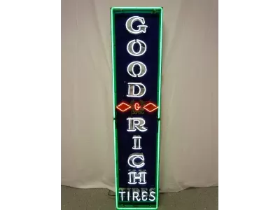 Original Goodrich Tires Porcelain Neon Sign 78"H x 18"W