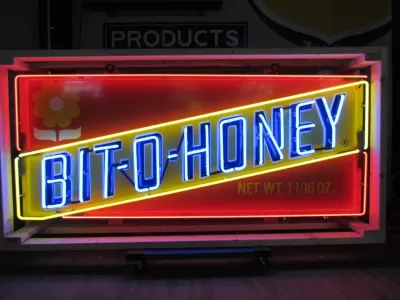 New Bit O Honey Candy Wrapper Porcelain Neon Sign 78 IN W x 29 IN H