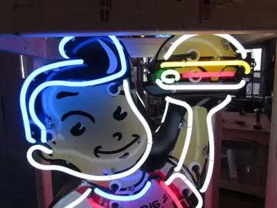 New "Bob's Big Boy" Double-sided Porcelain Neon with Matching Enamel Painted Can 30"W x 60"H
