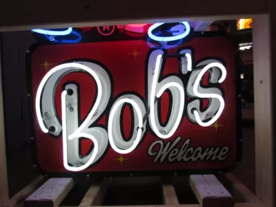 New "Bob's Big Boy" Double-sided Porcelain Neon with Matching Enamel Painted Can 30"W x 60"H