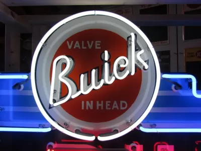 New Buick "Valve in Head" Single-Sided Porcelain Neon Sign 72"W x 42"H