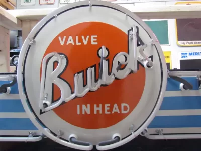 New Buick "Valve in Head" Single-Sided Porcelain Neon Sign 72"W x 42"H