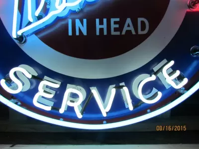 New Buick Valve in Head Porcelain Neon Sign 42" Diameter