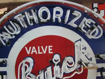 New Buick Valve in Head Porcelain Neon Sign 42" Diameter