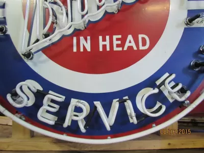 New Buick Valve in Head Porcelain Neon Sign 42" Diameter