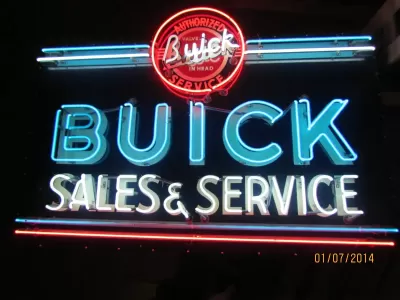 Original Buick Sales & Service Painted Neon Sign 57"W x 48"H 