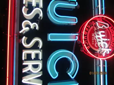 Original Buick Sales & Service Painted Neon Sign 57"W x 48"H 