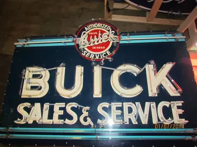 Original Buick Sales & Service Painted Neon Sign 57"W x 48"H 