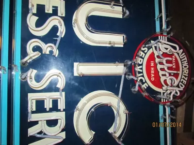 Original Buick Sales & Service Painted Neon Sign 57"W x 48"H 