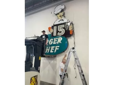 Original Burger Chef Porcelain Neon 19 FT W x 16 1/2 FT H