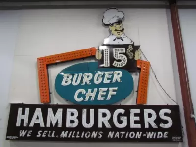 Original Burger Chef Porcelain Neon 19 FT W x 16 1/2 FT H