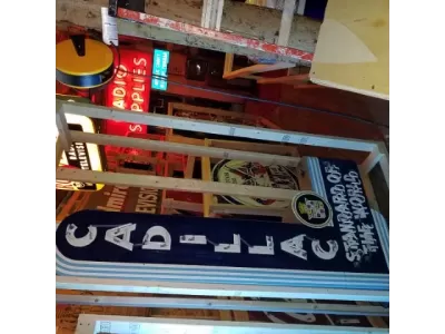 New Cadillac Standard of the World Double-sided Porcelain Neon Sign 8 FT Tall