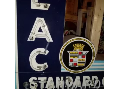 New Cadillac Standard of the World Double-sided Porcelain Neon Sign 8 FT Tall