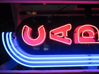 New Double-sided Porcelain Neon Cadillac Sign 18 IN W x 96 IN H