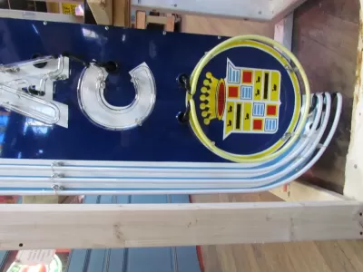 New Double-sided Porcelain Neon Cadillac Sign 18 IN W x 96 IN H