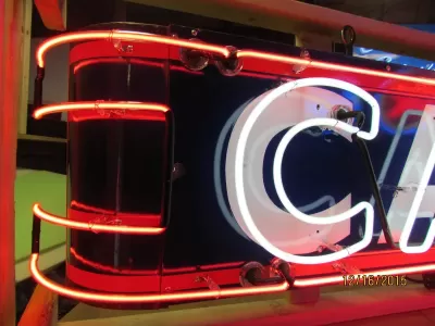 New CAFE Porcelain Sign with Wrap-Around Bullnose Neon 77 IN W x 18 1/2 IN H