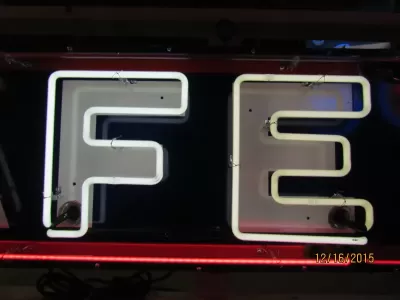 New CAFE Porcelain Sign with Wrap-Around Bullnose Neon 77 IN W x 18 1/2 IN H