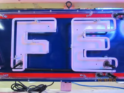 New CAFE Porcelain Sign with Wrap-Around Bullnose Neon 77 IN W x 18 1/2 IN H