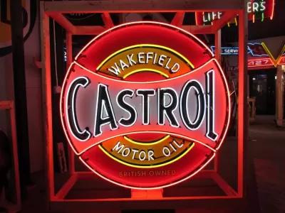 New Castrol/Wakefield Motor Oil Single-Sided Porcelain Neon Sign 60 IN Diameter
