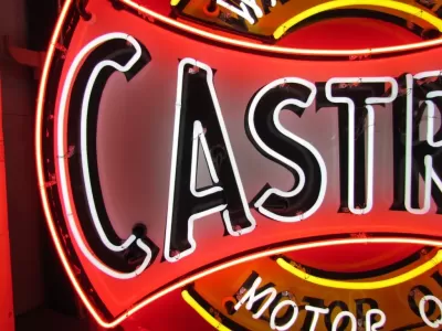 New Castrol/Wakefield Motor Oil Single-Sided Porcelain Neon Sign 60 IN Diameter