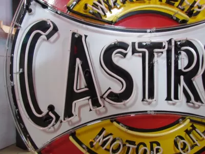 New Castrol/Wakefield Motor Oil Single-Sided Porcelain Neon Sign 60 IN Diameter