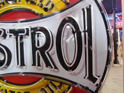 New Castrol/Wakefield Motor Oil Single-Sided Porcelain Neon Sign 60 IN Diameter