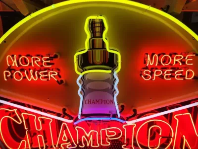 New Champion Spark Plugs Single-Sided Porcelain Neon Sign 60 IN Diameter