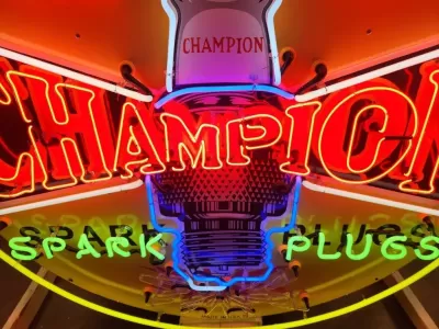 New Champion Spark Plugs Single-Sided Porcelain Neon Sign 60 IN Diameter