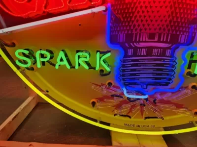 New Champion Spark Plugs Single-Sided Porcelain Neon Sign 60 IN Diameter