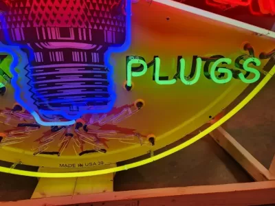 New Champion Spark Plugs Single-Sided Porcelain Neon Sign 60 IN Diameter