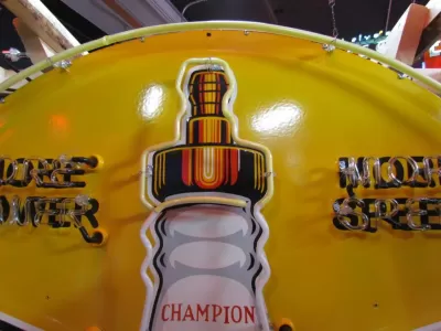 New Champion Spark Plugs Single-Sided Porcelain Neon Sign 60 IN Diameter