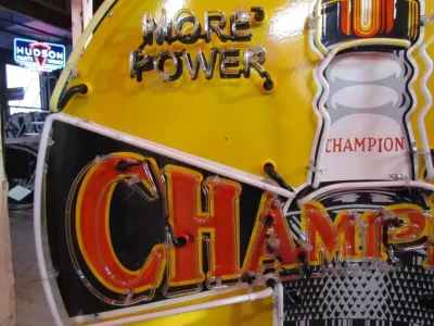 New Champion Spark Plugs Single-Sided Porcelain Neon Sign 60 IN Diameter