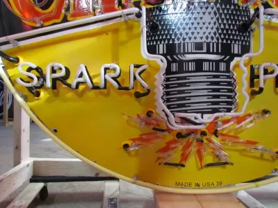 New Champion Spark Plugs Single-Sided Porcelain Neon Sign 60 IN Diameter