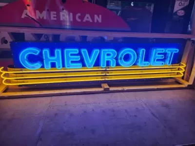 New Chevrolet Strip Porcelain Neon Sign w/Bullnose Ends 9 Feet W x 24"H