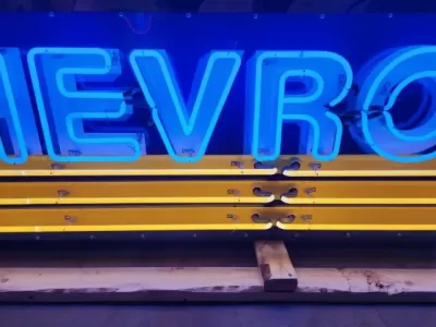 New Chevrolet Strip Porcelain Neon Sign w/Bullnose Ends 9 Feet W x 24"H