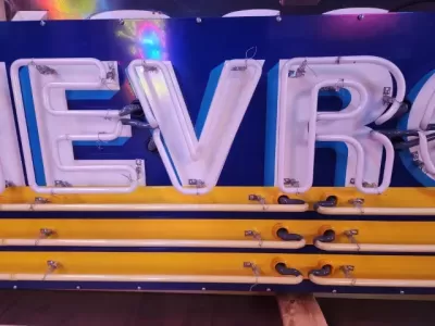 New Chevrolet Strip Porcelain Neon Sign w/Bullnose Ends 9 Feet W x 24"H