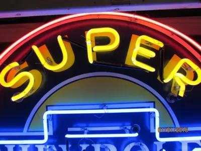 New Chevrolet Super Service Porcelain Neon Sign 54 IN W x 48 IN H
