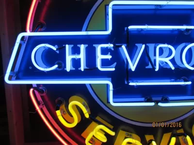 New Chevrolet Super Service Porcelain Neon Sign 54 IN W x 48 IN H
