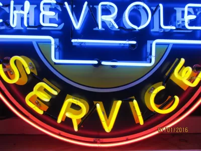 New Chevrolet Super Service Porcelain Neon Sign 54 IN W x 48 IN H