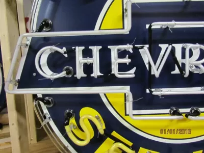 New Chevrolet Super Service Porcelain Neon Sign 54 IN W x 48 IN H
