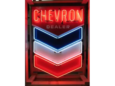 New Chevron Porcelain Neon Sign 39"W x 53"H