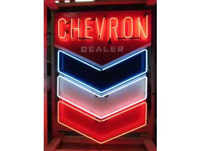 New Chevron Porcelain Neon Sign 39"W x 53"H