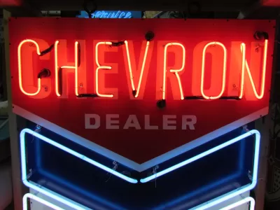 New Chevron Porcelain Neon Sign 39"W x 53"H