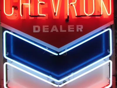 New Chevron Porcelain Neon Sign 39"W x 53"H