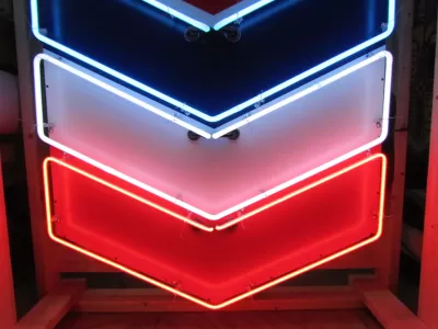 New Chevron Porcelain Neon Sign 39"W x 53"H